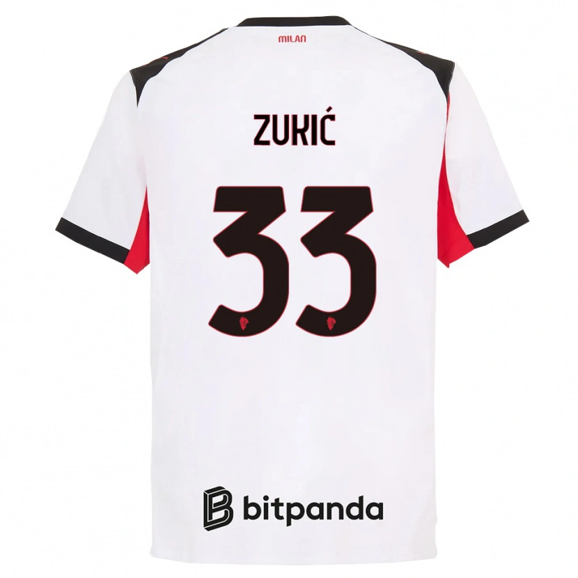 DanxenキッズDamir Zukić#33ホワイト ブラックアウェイシャツ2025/26ジャージーユニフォーム