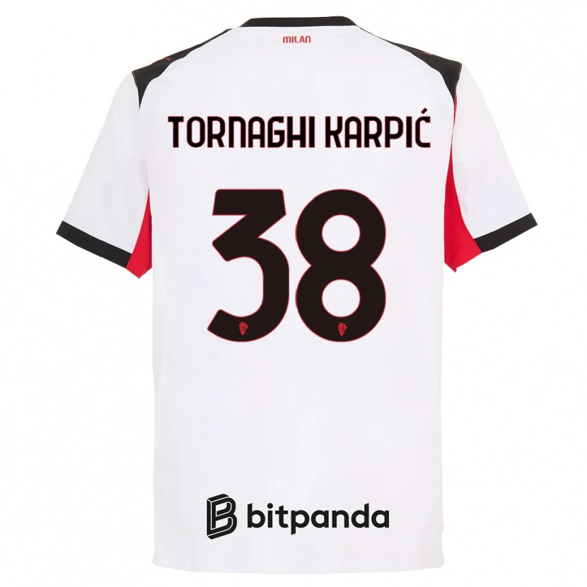 DanxenキッズLavinia Tornaghi Karpić#38ホワイト ブラックアウェイシャツ2025/26ジャージーユニフォーム