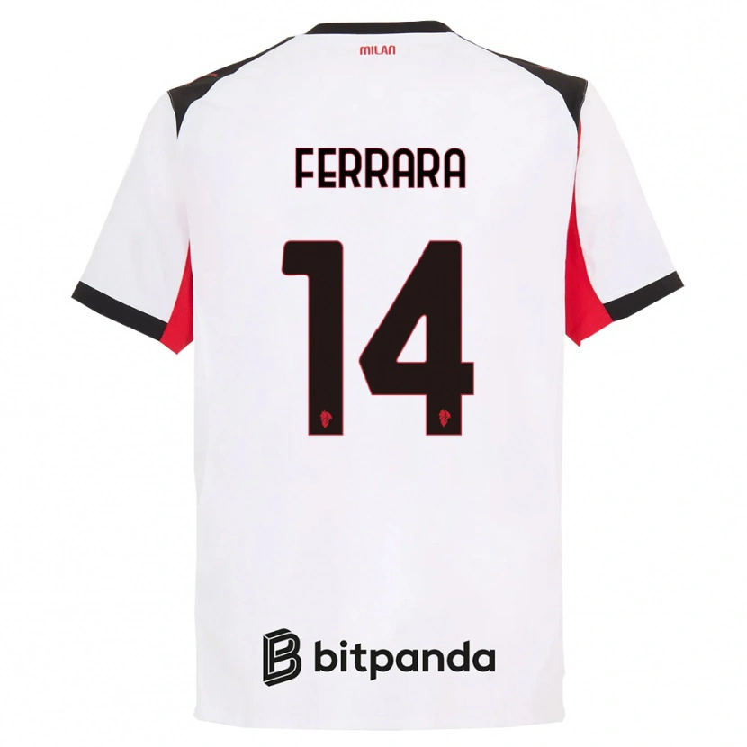 DanxenキッズFrancesco Ferrara#14ホワイト ブラックアウェイシャツ2025/26ジャージーユニフォーム