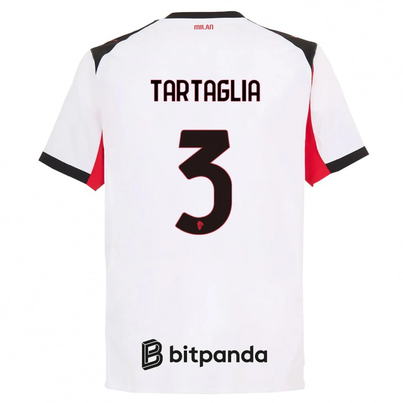DanxenキッズEdoardo Tartaglia#3ホワイト ブラックアウェイシャツ2025/26ジャージーユニフォーム