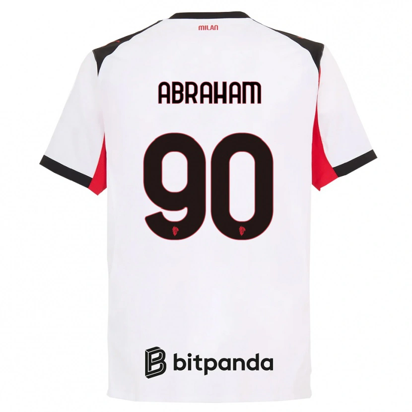 Danxenキッズタミー・アブラハム#90ホワイト ブラックアウェイシャツ2025/26ジャージーユニフォーム