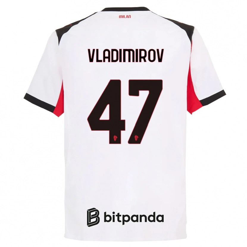 DanxenキッズValeri Vladimirov#47ホワイト ブラックアウェイシャツ2025/26ジャージーユニフォーム