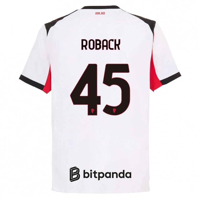 Danxenキッズエミル・ロバック#45ホワイト ブラックアウェイシャツ2025/26ジャージーユニフォーム