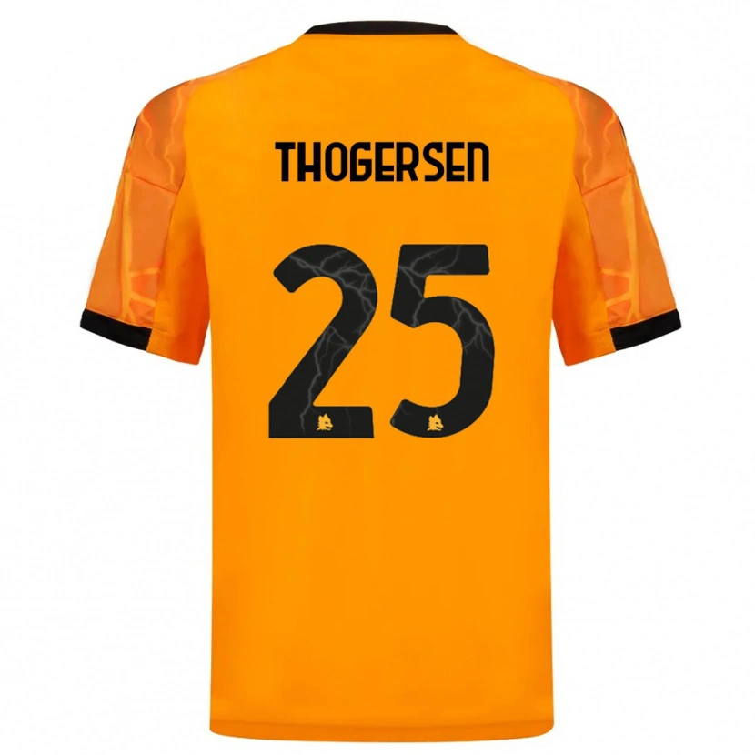 DanxenキッズFrederikke Skjødt Thøgersen#25オレンジ ブラックアウェイシャツ2025/26ジャージーユニフォーム