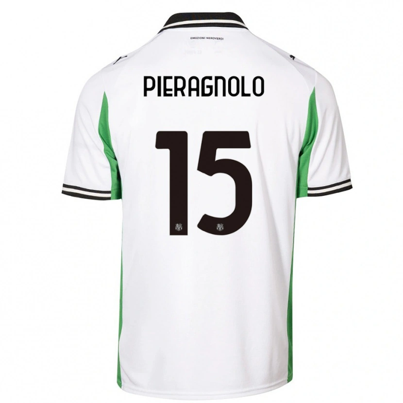 DanxenキッズEdoardo Pieragnolo#15ホワイト グリーン ブラックアウェイシャツ2025/26ジャージーユニフォーム