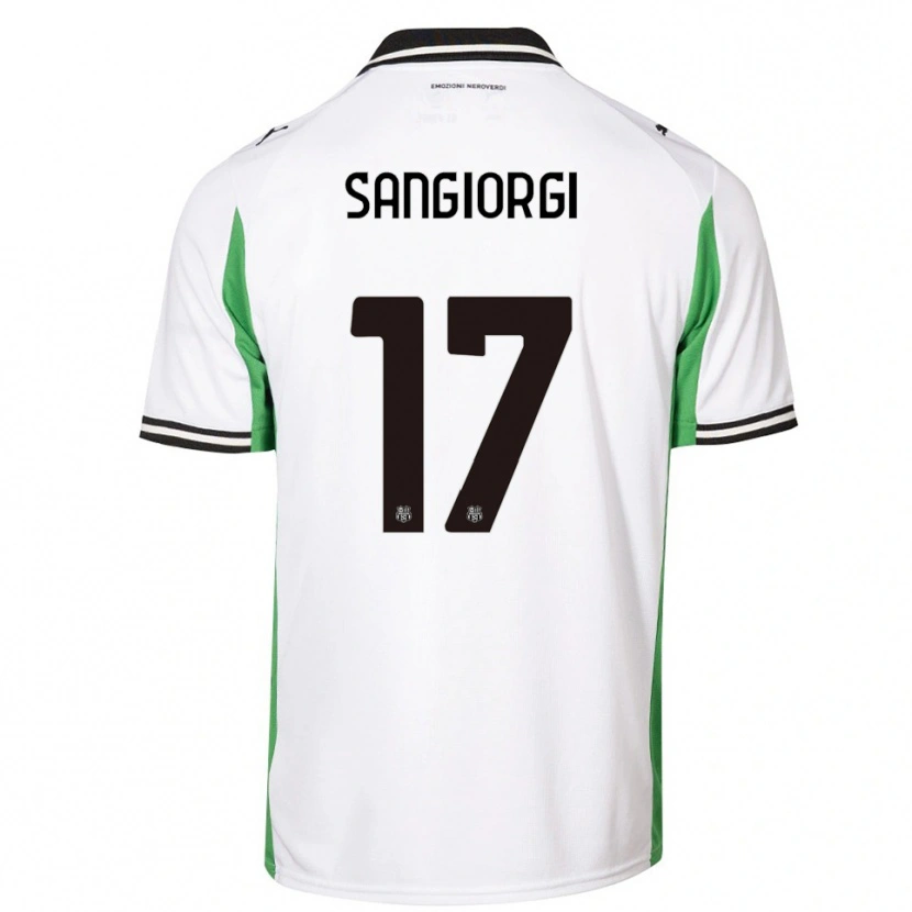 DanxenキッズFederico Sangiorgi#17ホワイト グリーン ブラックアウェイシャツ2025/26ジャージーユニフォーム