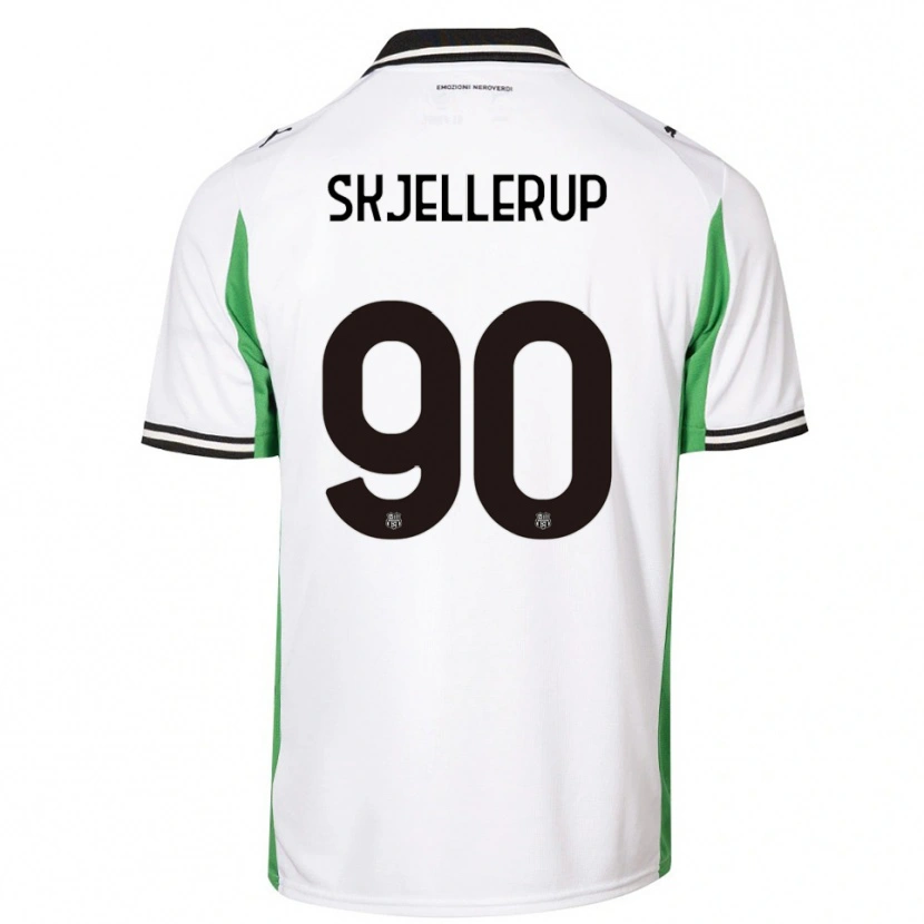 DanxenキッズLaurs Skjellerup#90ホワイト グリーン ブラックアウェイシャツ2025/26ジャージーユニフォーム