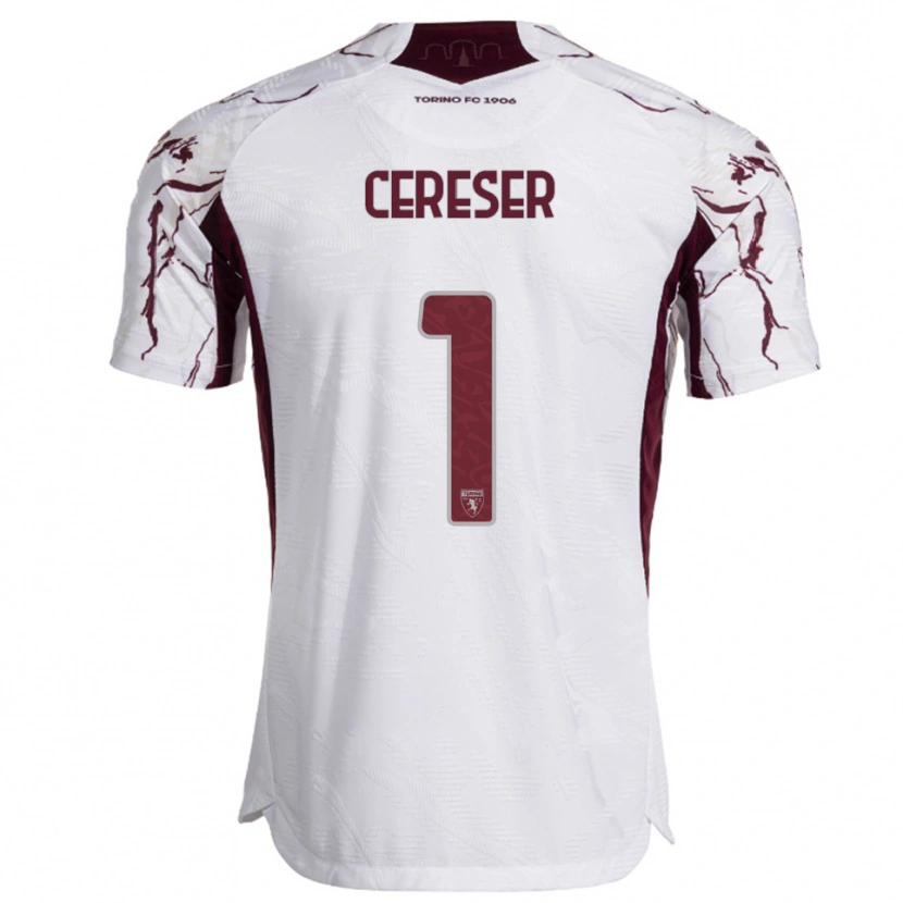 DanxenキッズFrancesco Cereser#1ホワイト バーガンディアウェイシャツ2025/26ジャージーユニフォーム