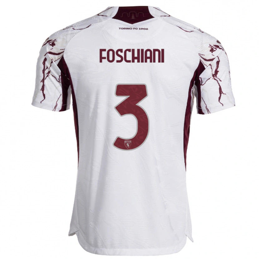 Danxenキッズフランチェスコ・フォスキアーニ#3ホワイト バーガンディアウェイシャツ2025/26ジャージーユニフォーム