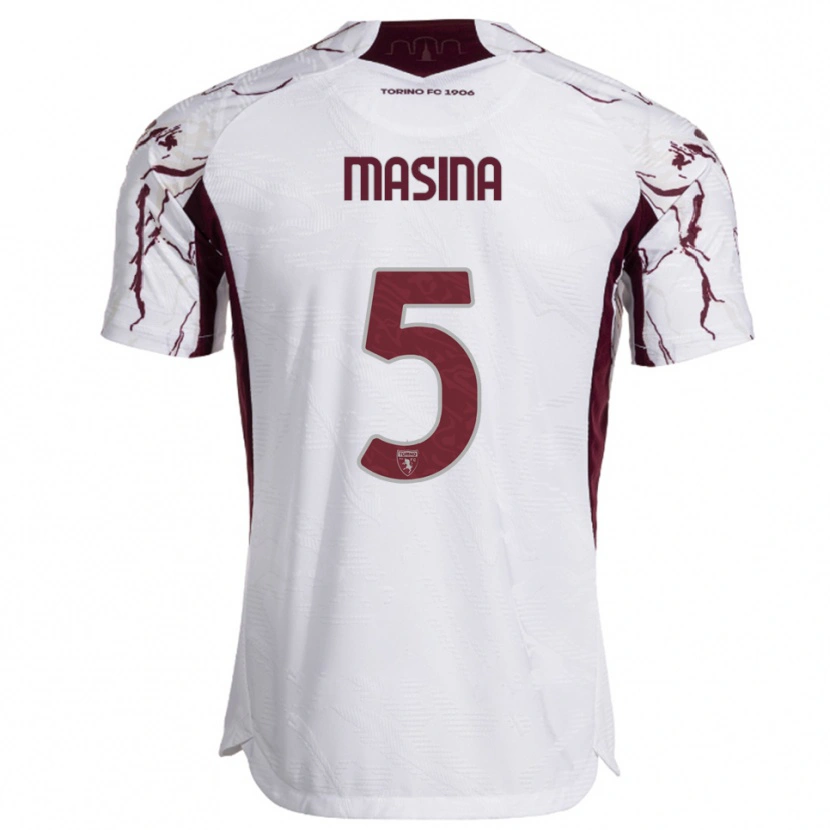 Danxenキッズアダム・マジーナ#5ホワイト バーガンディアウェイシャツ2025/26ジャージーユニフォーム