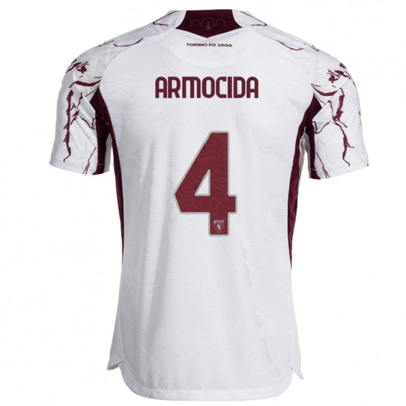 Danxenキッズシモーネ・アルモシーダ#4ホワイト バーガンディアウェイシャツ2025/26ジャージーユニフォーム
