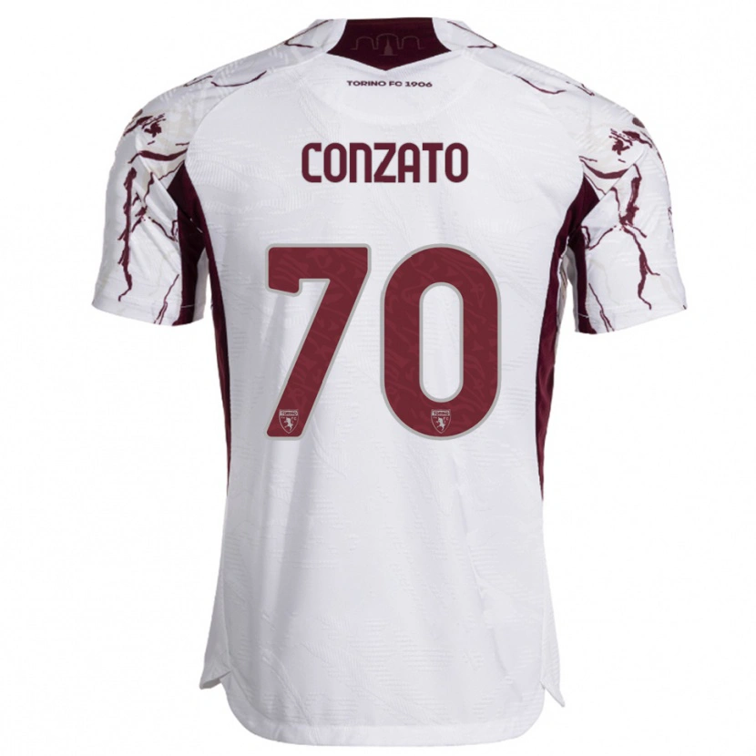 DanxenキッズFilippo Conzato#70ホワイト バーガンディアウェイシャツ2025/26ジャージーユニフォーム