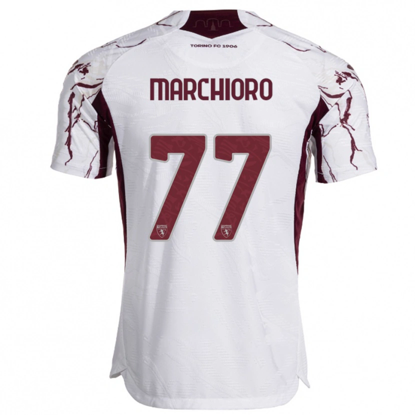 Danxenキッズアンジェロ・ラファエル・マルキオーロ#77ホワイト バーガンディアウェイシャツ2025/26ジャージーユニフォーム