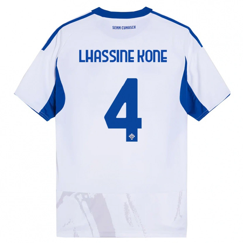 DanxenキッズBen Lhassine Kone#4ホワイト ブルーアウェイシャツ2025/26ジャージーユニフォーム