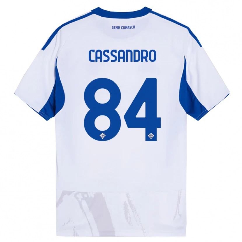 DanxenキッズTommaso Cassandro#84ホワイト ブルーアウェイシャツ2025/26ジャージーユニフォーム