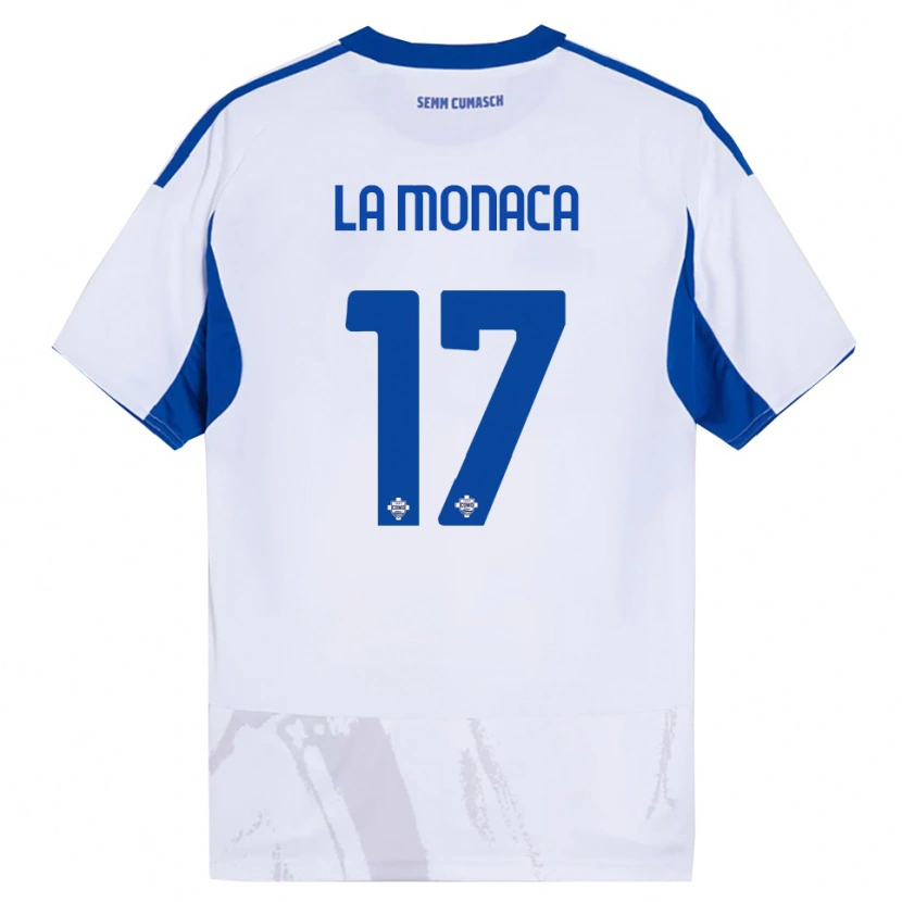 DanxenキッズMichael La Monaca#17ホワイト ブルーアウェイシャツ2025/26ジャージーユニフォーム