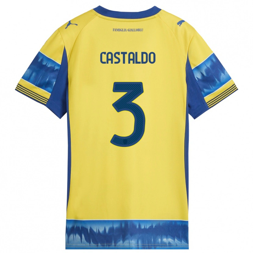DanxenキッズAntonio Castaldo#3イエロー ブルーアウェイシャツ2025/26ジャージーユニフォーム