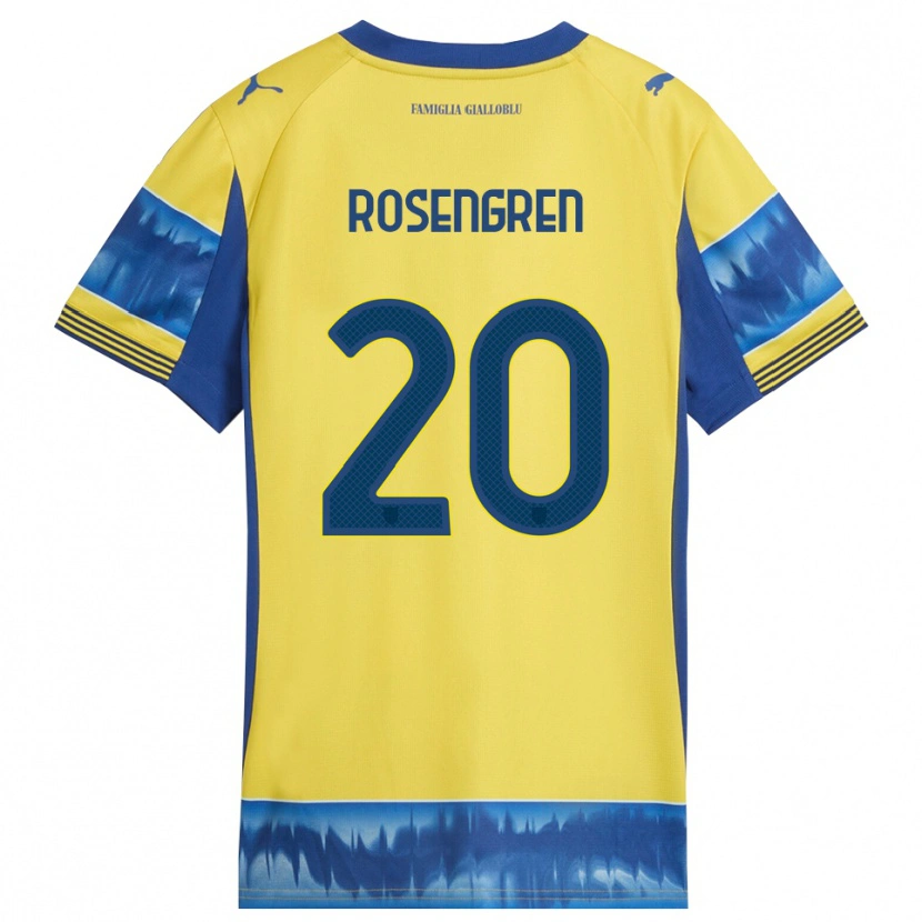 Danxenキッズルーカス・ローゼングレン#20イエロー ブルーアウェイシャツ2025/26ジャージーユニフォーム
