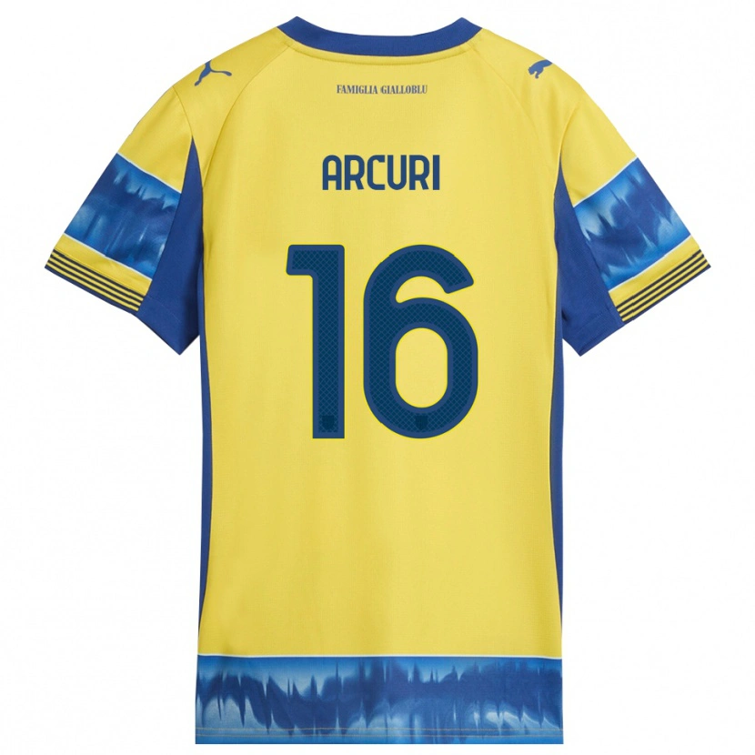 DanxenキッズFrancesco Arcuri#16イエロー ブルーアウェイシャツ2025/26ジャージーユニフォーム