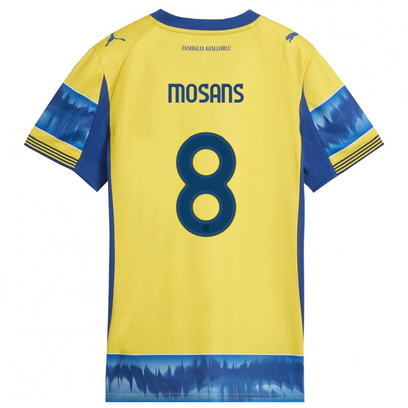 DanxenキッズKristaps Mosans#8イエロー ブルーアウェイシャツ2025/26ジャージーユニフォーム