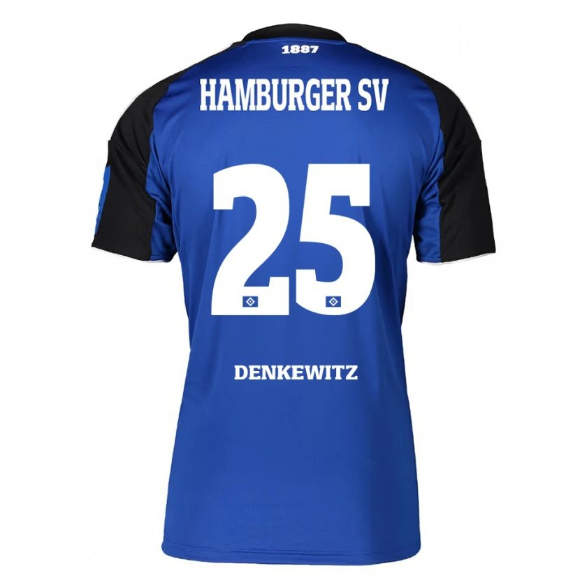 Danxenキッズニック・デンケヴィッツ#25ブルー ブラックアウェイシャツ2025/26ジャージーユニフォーム