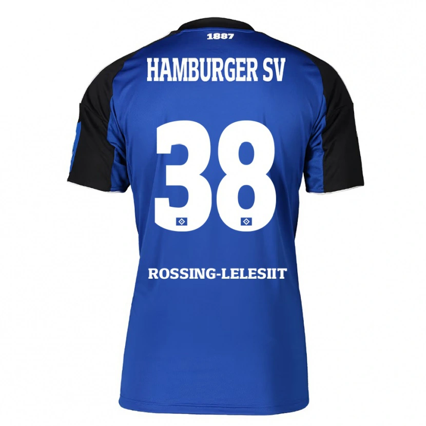 DanxenキッズAlexander Røssing-Lelesiit#38ブルー ブラックアウェイシャツ2025/26ジャージーユニフォーム