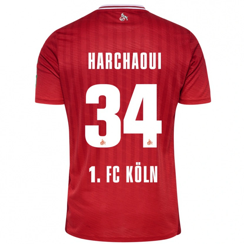 DanxenキッズFayssal Harchaoui#34レッド ホワイトアウェイシャツ2025/26ジャージーユニフォーム