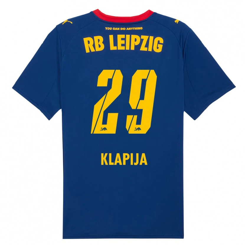 DanxenキッズDin Klapija#29ネイビー レッドアウェイシャツ2025/26ジャージーユニフォーム