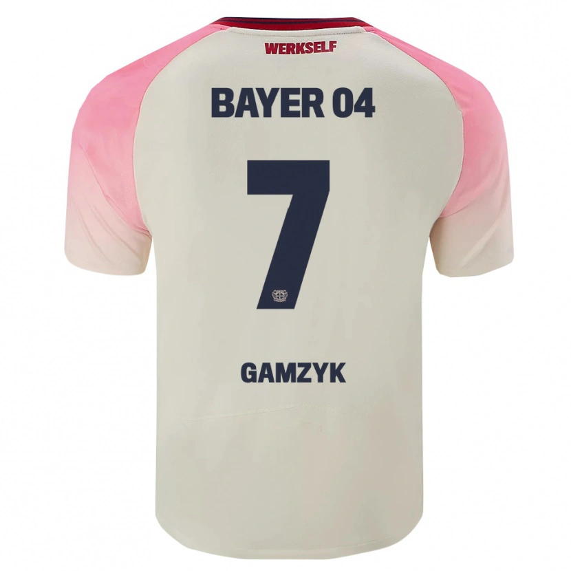 DanxenキッズAndriy Gamzyk#7ピンク オフホワイトアウェイシャツ2025/26ジャージーユニフォーム