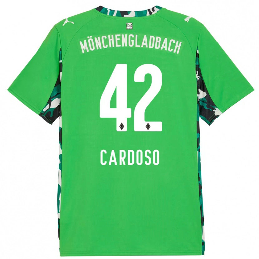 Danxenキッズティアゴ・ペレイラ・カルドーゾ#42グリーン ブラックアウェイシャツ2025/26ジャージーユニフォーム