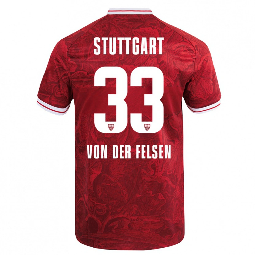 DanxenキッズJerik Von Der Felsen#33レッド ブラックアウェイシャツ2025/26ジャージーユニフォーム