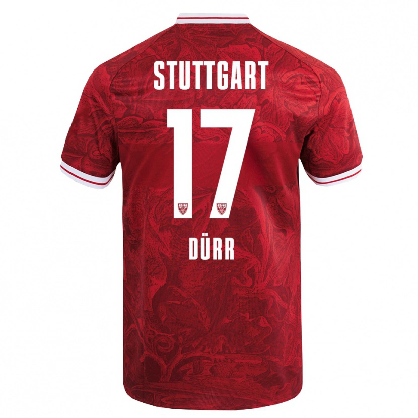 DanxenキッズMuriel Dürr#17レッド ブラックアウェイシャツ2025/26ジャージーユニフォーム