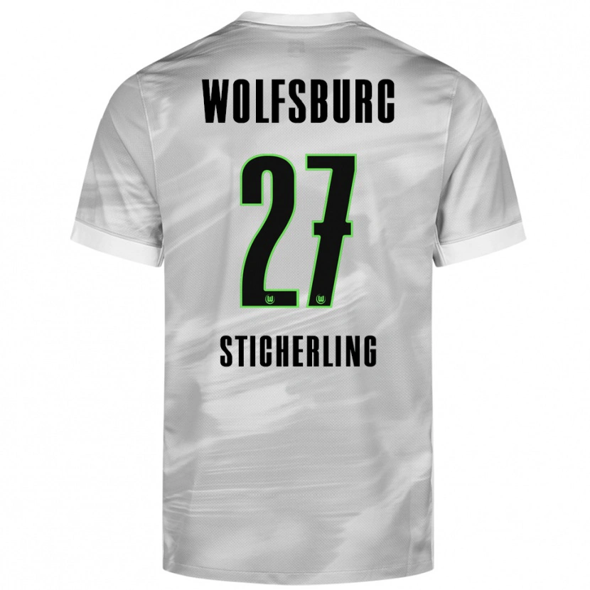 DanxenキッズCarl-Anton Sticherling#27グレー ホワイトアウェイシャツ2025/26ジャージーユニフォーム