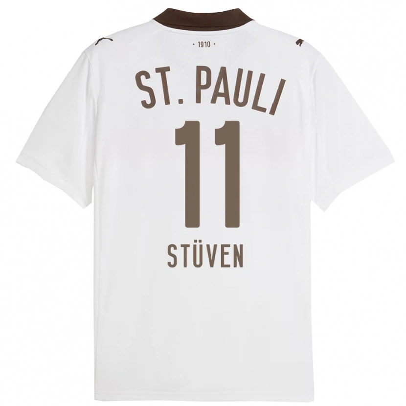DanxenキッズMax Stüven#11ホワイト レッドアウェイシャツ2025/26ジャージーユニフォーム
