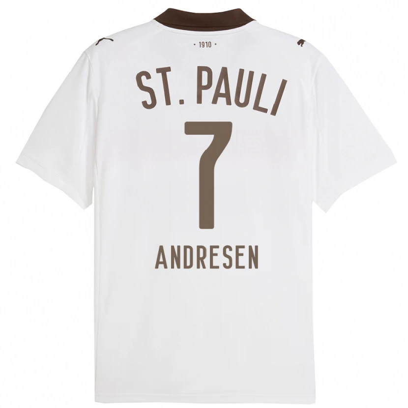 DanxenキッズJan Andresen#7ホワイト レッドアウェイシャツ2025/26ジャージーユニフォーム