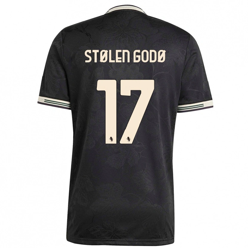 DanxenキッズEmma Stølen Godø#17ブラック ホワイト グリーンサードユニフォームシャツ2025/26ジャージーユニフォーム