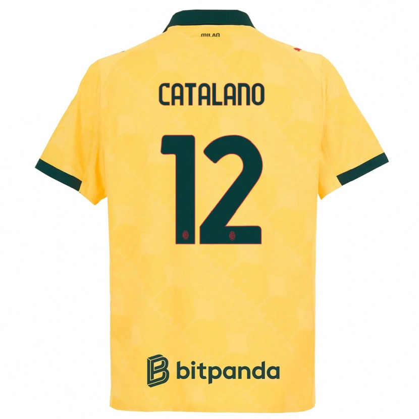 DanxenキッズAlessio Catalano#12イエロー ブラックサードユニフォームシャツ2025/26ジャージーユニフォーム