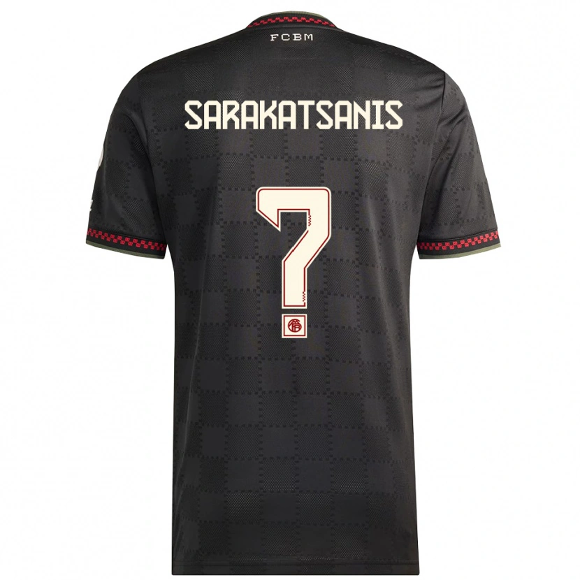 DanxenキッズAngelos Sarakatsanis#0ブラック ホワイトサードユニフォームシャツ2025/26ジャージーユニフォーム
