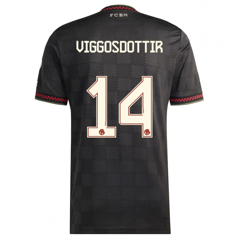 Danxenキッズグロディス・ペルラ・ヴィゴスドッティル#14ブラック ホワイトサードユニフォームシャツ2025/26ジャージーユニフォーム