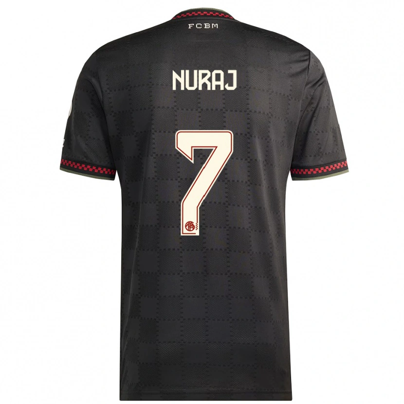 DanxenキッズSkender Nuraj#7ブラック ホワイトサードユニフォームシャツ2025/26ジャージーユニフォーム