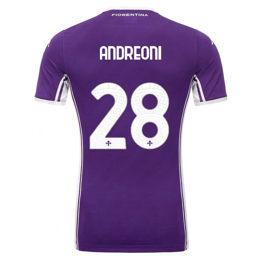 DanxenメンズCaterina Andreoni#28パープル ホワイトホームシャツ2025/26ジャージーユニフォーム