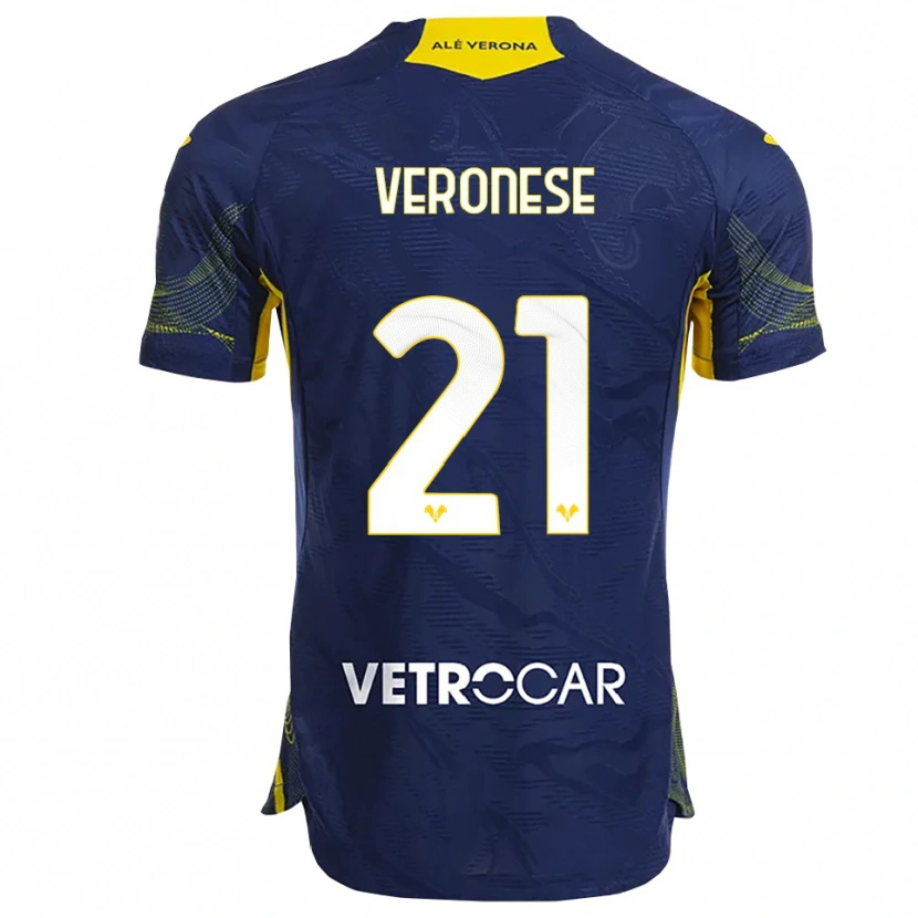 DanxenメンズIlaria Veronese#21ネイビー イエローホームシャツ2025/26ジャージーユニフォーム