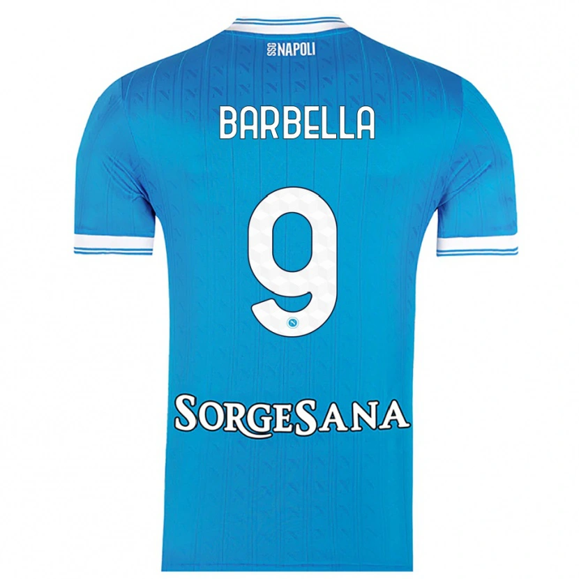 DanxenメンズMichele Barbella#9スカイブルー ホワイトホームシャツ2025/26ジャージーユニフォーム