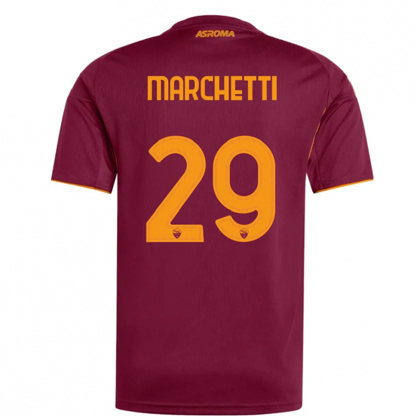 DanxenメンズTommaso Marchetti#29バーガンディ オレンジホームシャツ2025/26ジャージーユニフォーム