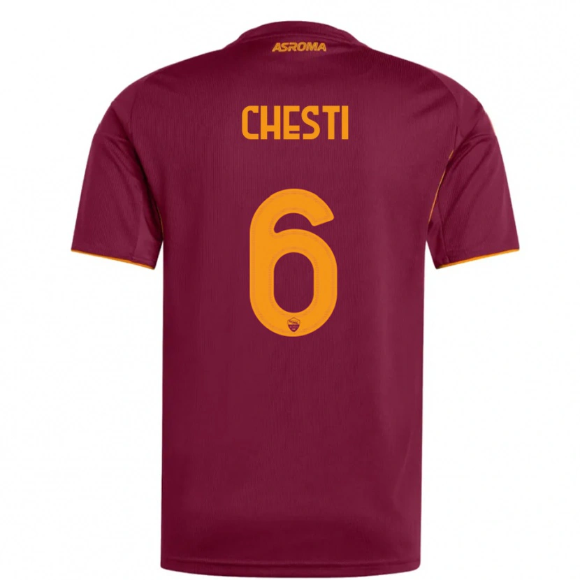 DanxenメンズFrancesco Chesti#6バーガンディ オレンジホームシャツ2025/26ジャージーユニフォーム