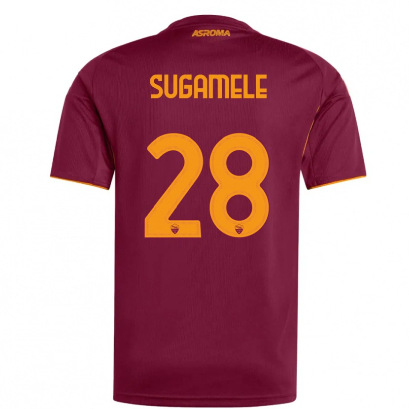 DanxenメンズAlessandro Sugamele#28バーガンディ オレンジホームシャツ2025/26ジャージーユニフォーム