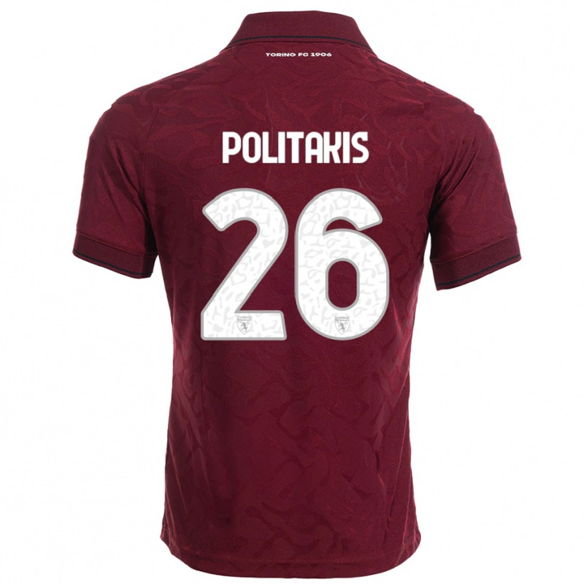 DanxenメンズGrigorios Politakis#26バーガンディ ホワイトホームシャツ2025/26ジャージーユニフォーム