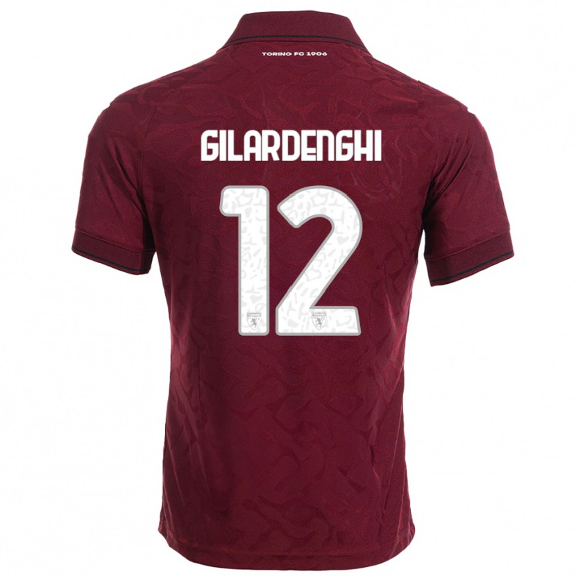 DanxenメンズRiccardo Gilardenghi#12バーガンディ ホワイトホームシャツ2025/26ジャージーユニフォーム