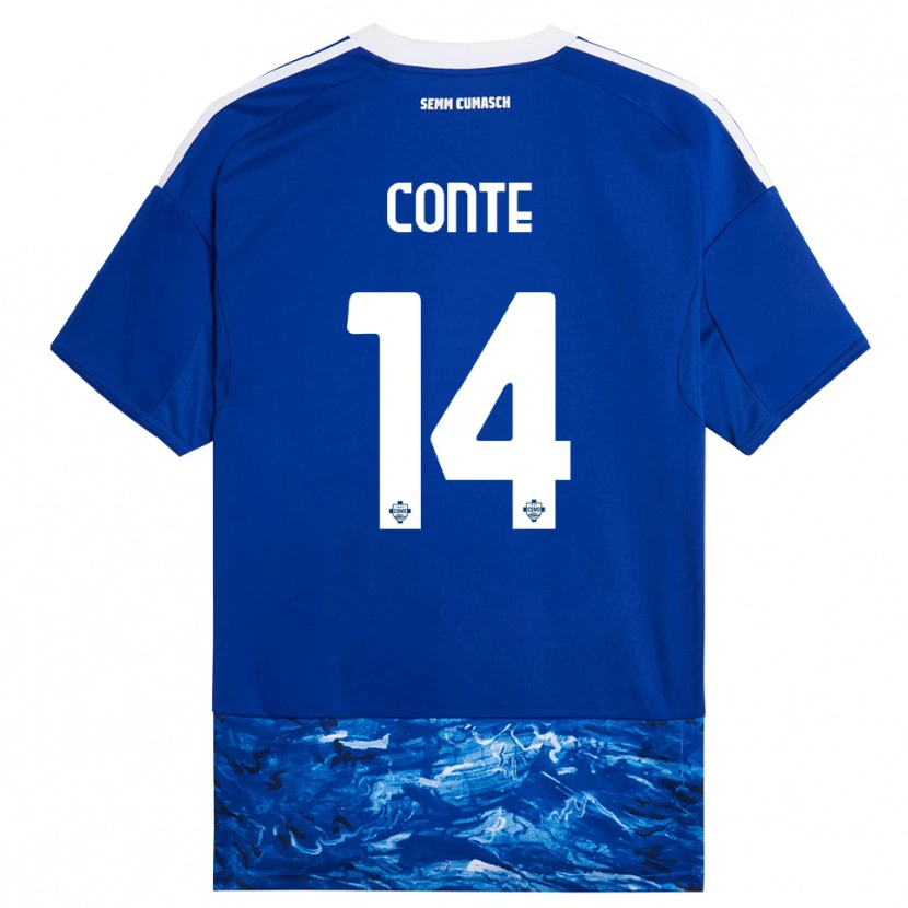 DanxenメンズFederico Conte#14ブルー ホワイトホームシャツ2025/26ジャージーユニフォーム