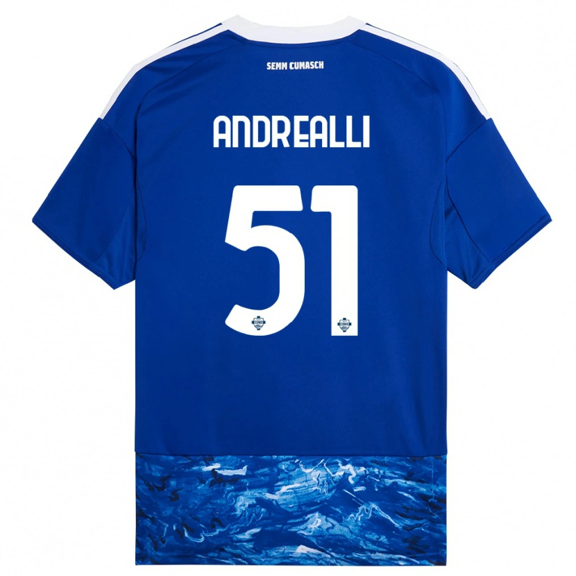 DanxenメンズFrancesco Andrealli#51ブルー ホワイトホームシャツ2025/26ジャージーユニフォーム